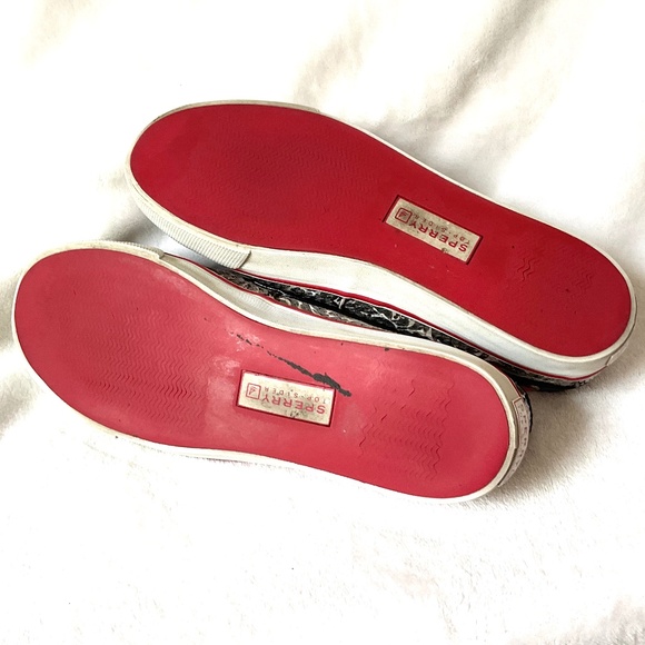 Black White Red Sperry Biscayne Sequined Loafer Lace Up Boat Shoes Size 8M - Picture 15 of 15